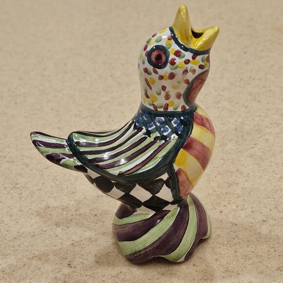 RARE COLLECTIBLE NEW MACKENZIE CHILDS PICCADILLY CERAMIC PIE BIRD FIGURINE - Picture 1 of 14